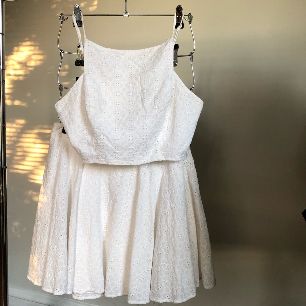 Two Piece set white top skirt